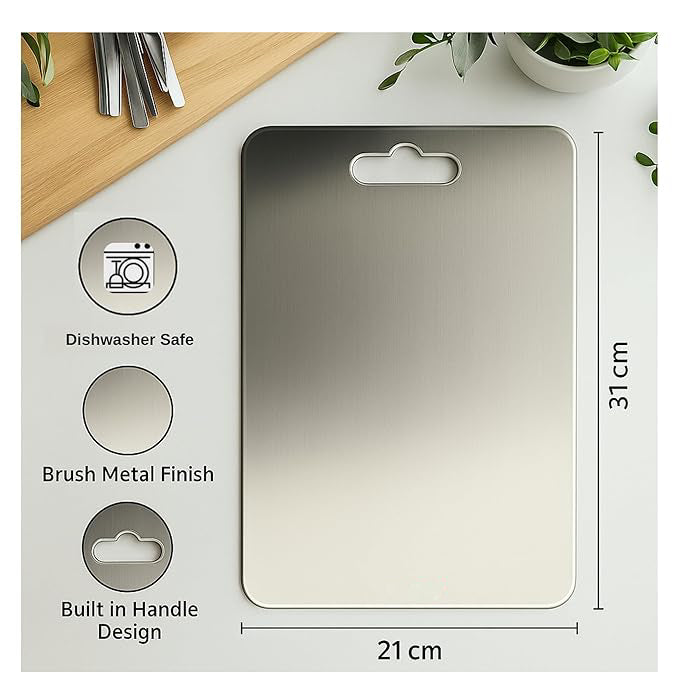 Chopping Board Stainless Steel,Heavy Duty Choping-Board Vegetable,Fruit Cutter, Safe Durable -36 cm*25 cm