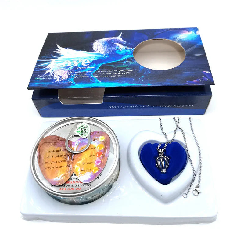 Mystic Pearl pendant Real Oyster Pearls Set (Earrings + Ring + Chain)