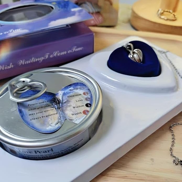 Mystic Pearl pendant Real Oyster Pearls Set (Earrings + Ring + Chain)