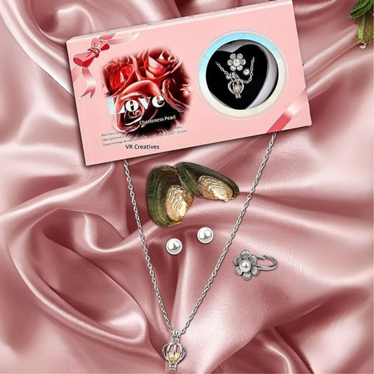 Mystic Pearl pendant Real Oyster Pearls Set (Earrings + Ring + Chain)